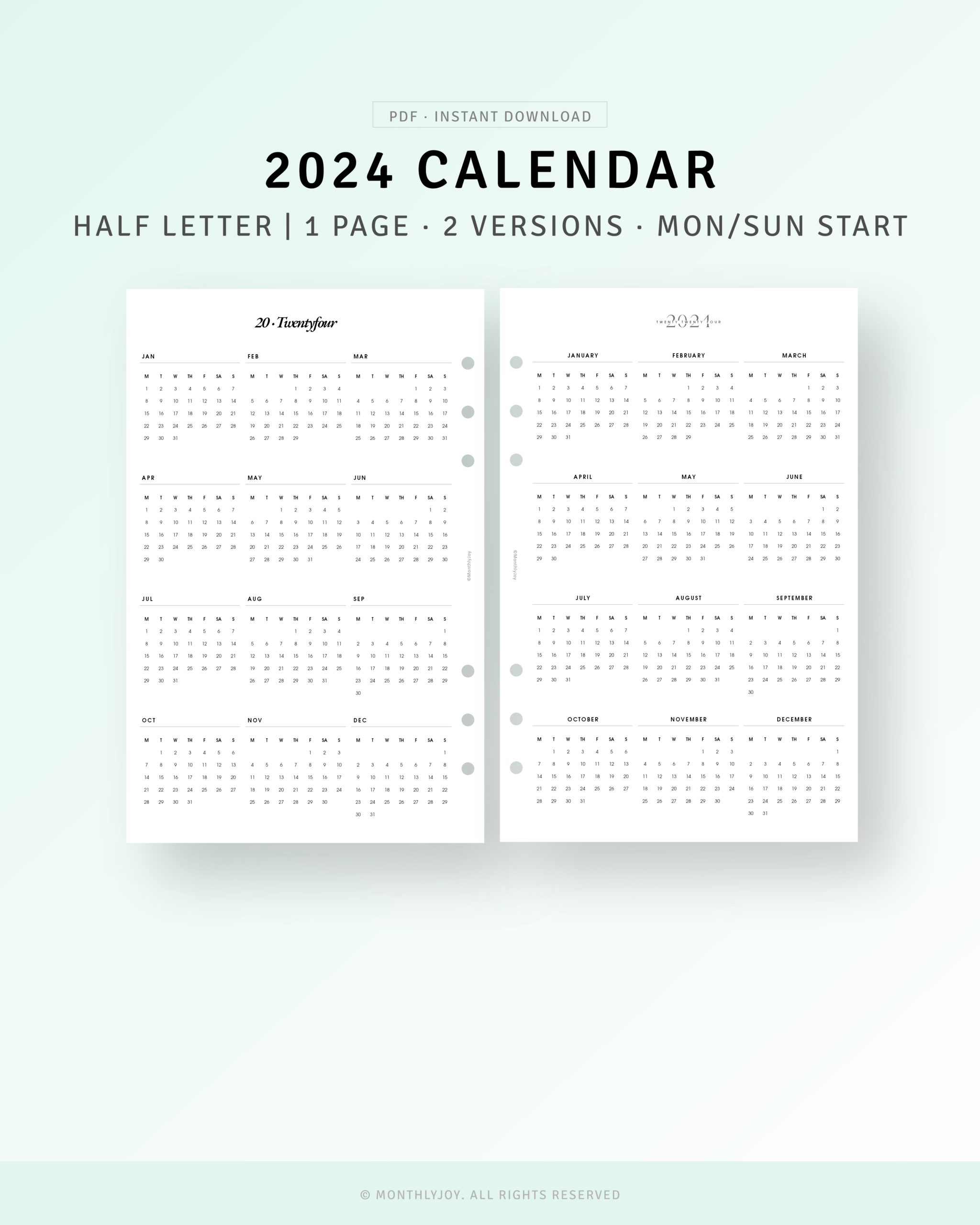 2024 Calendar - Plan Your Year With Style pertaining to Free Printable Calendar 2024 4 X 6.75 Planner