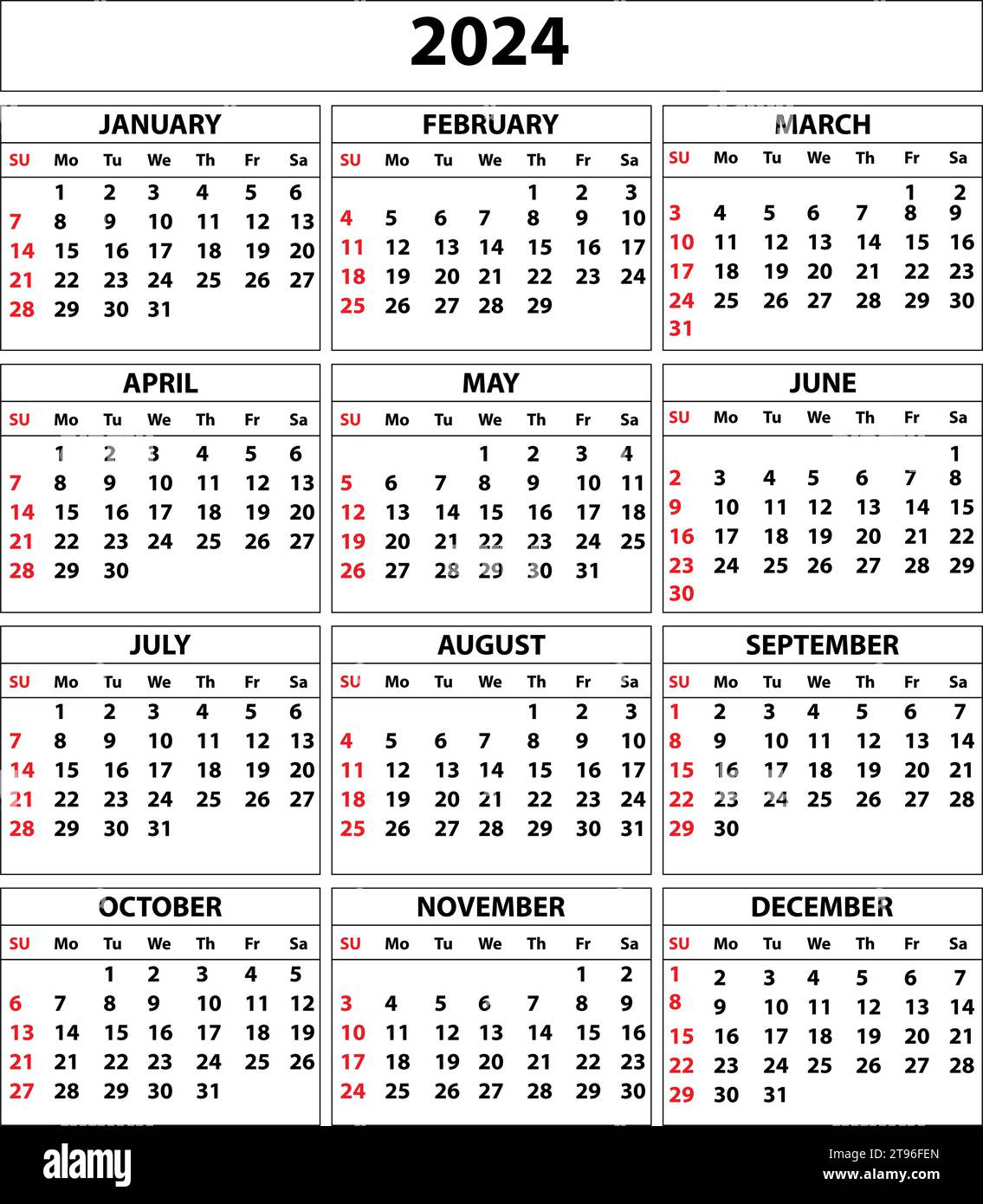 2024 Calendar Set. Color Vector Pocket Calendar Design. The Week inside April May June July 2024 Calendar