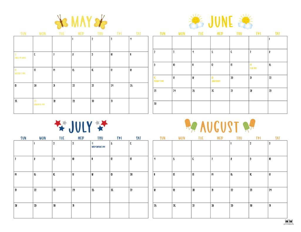 2024 Four Month Calendars - 18 Free Printables | Printabulls inside Free Printable Calendar 2024 4 Months Per Page