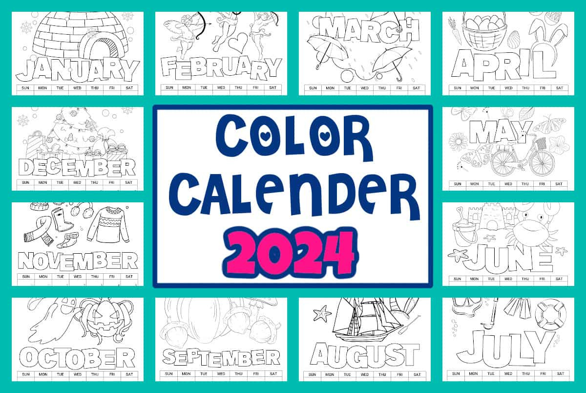 2024 Printable Coloring Calendar For Kids - Made With Happy inside Free Printable Calendar 2024 Kids Pretty