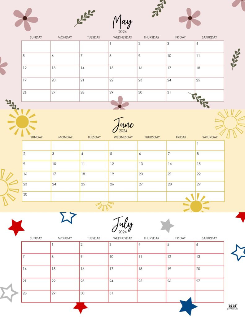 2024 Summer Calendars - 18 Free Printables | Printabulls with July Summer Calendar 2024