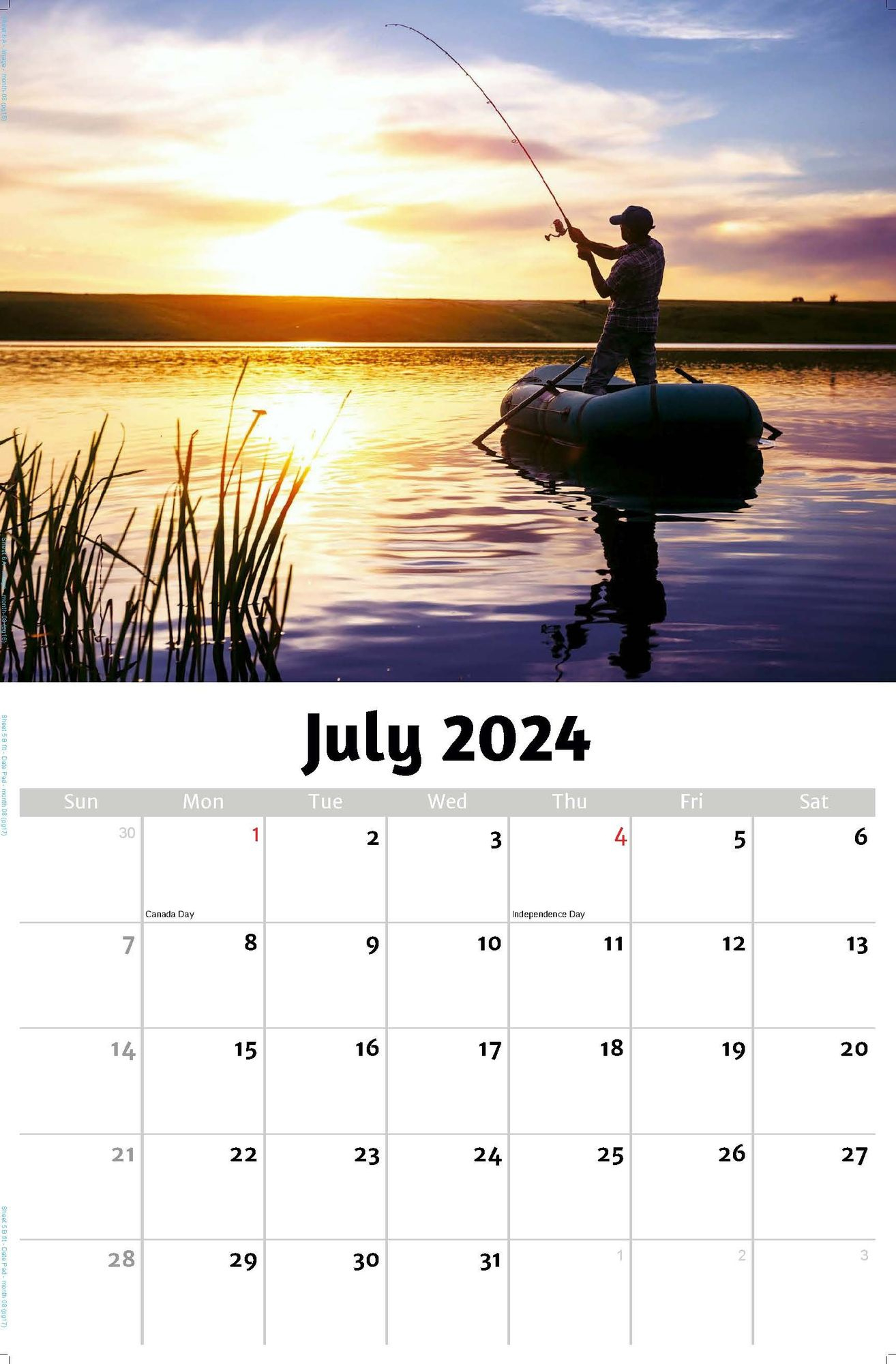 2024 Wall Calendar | Fishing And Hunting in Fishing Calendar July 2024