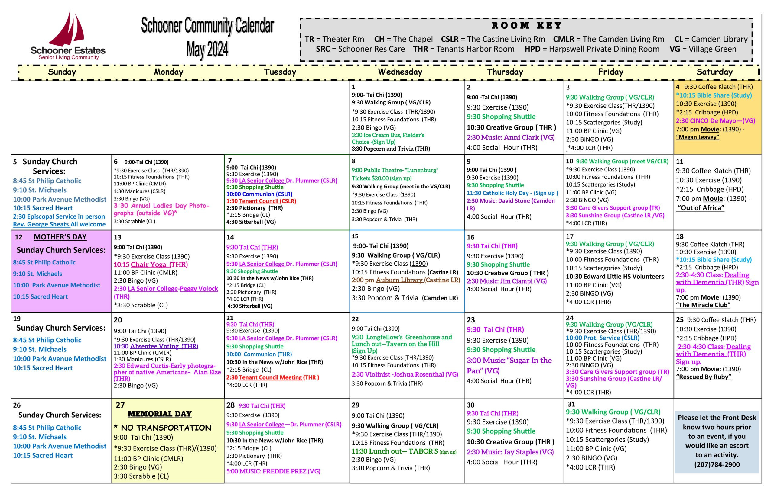 Activity Calendars – Schooner Estates with regard to July Nursing Home Activity Calendar 2024