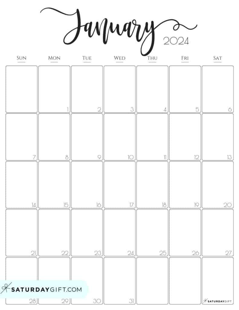 Aesthetic Printable Vertical Calendar 2024Saturday Gift with Free Printable Calendar 2024 January Vertical