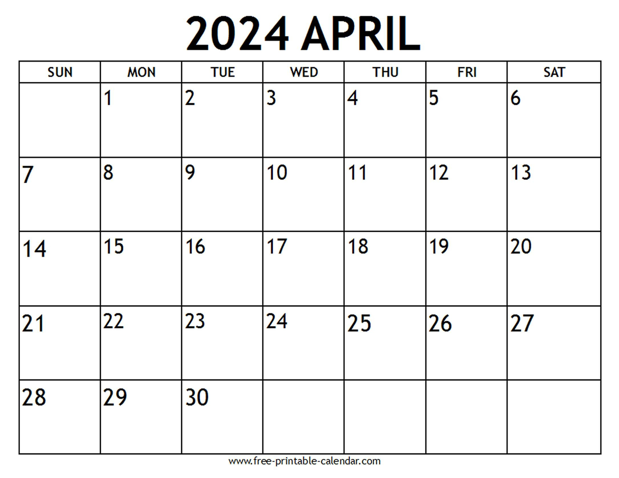 April 2024 Calendar Us Holidays - Free-Printable-Calendar for Free Printable April 2024 Calendar With Holidays