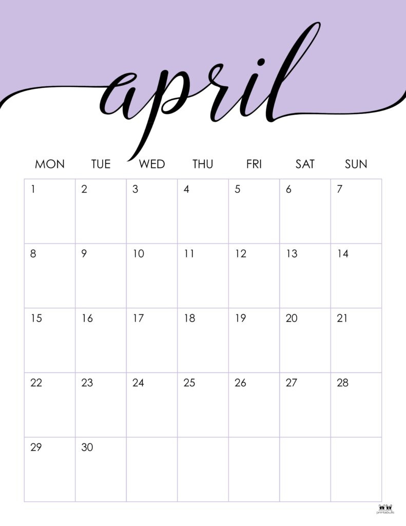April 2024 Calendars - 50 Free Printables | Printabulls in Free Printable April 2024 Calendar Portrait Pdf