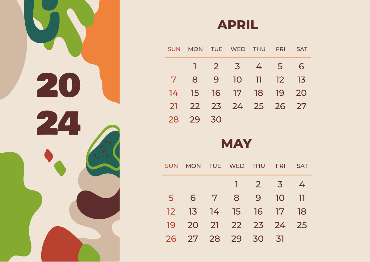 April May 2024 Calendar Template - Edit Online &amp;amp; Download Example inside Free Printable Calendar April And May 2024