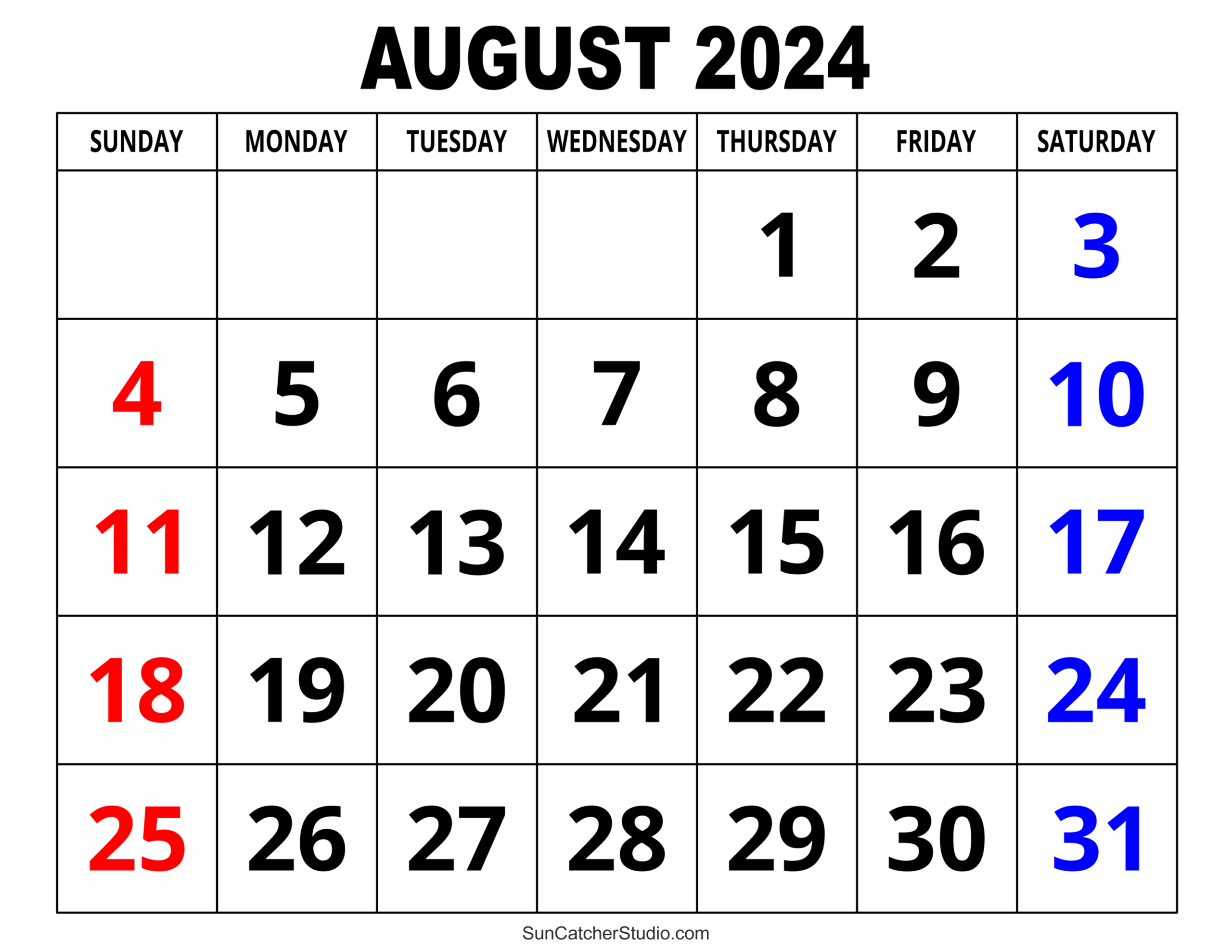August 2024 Calendar (Free Printable) – Diy Projects, Patterns in Free Printable August 2024 Monthly Calendar