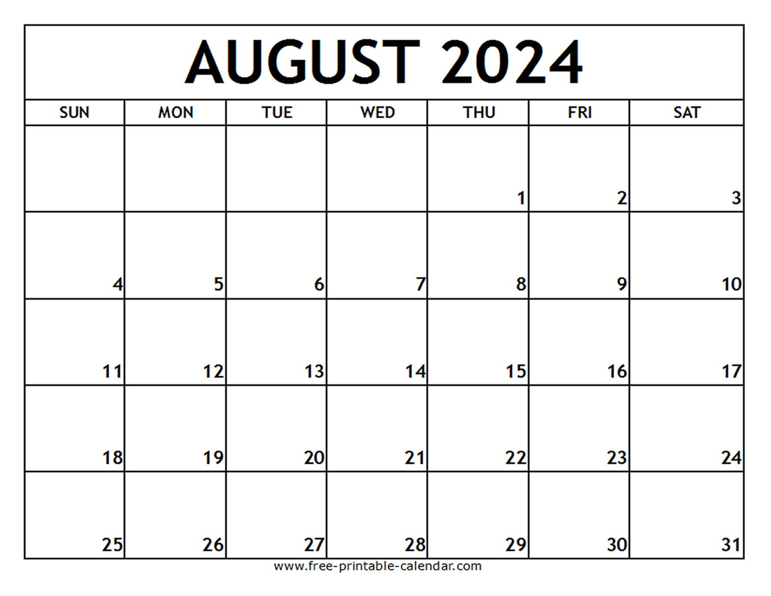 August 2024 Printable Calendar - Free-Printable-Calendar regarding Free Printable August Calendar 2024