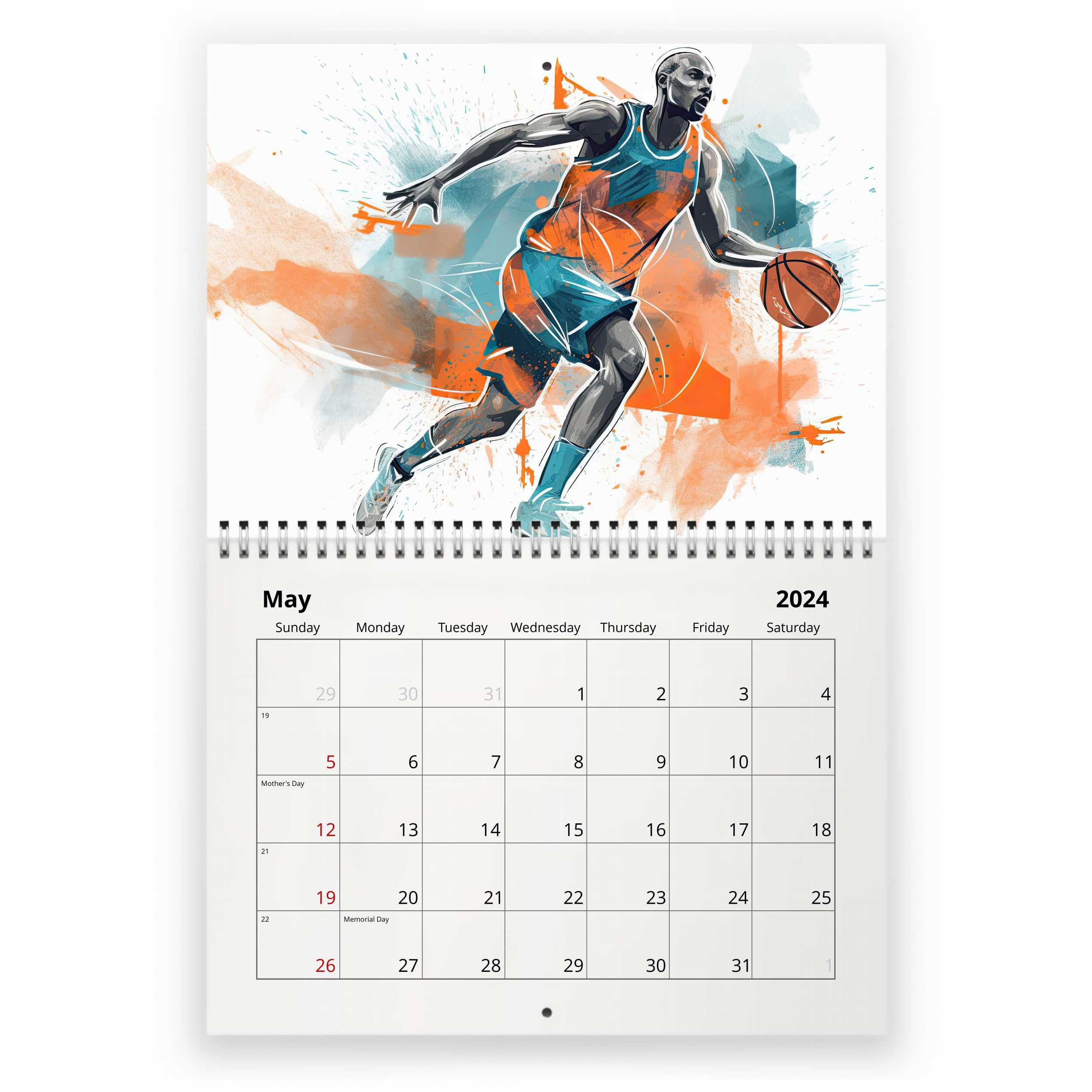 Basketball 2024 Wandkalender - Etsy.de with regard to Sports Calendar July 2024