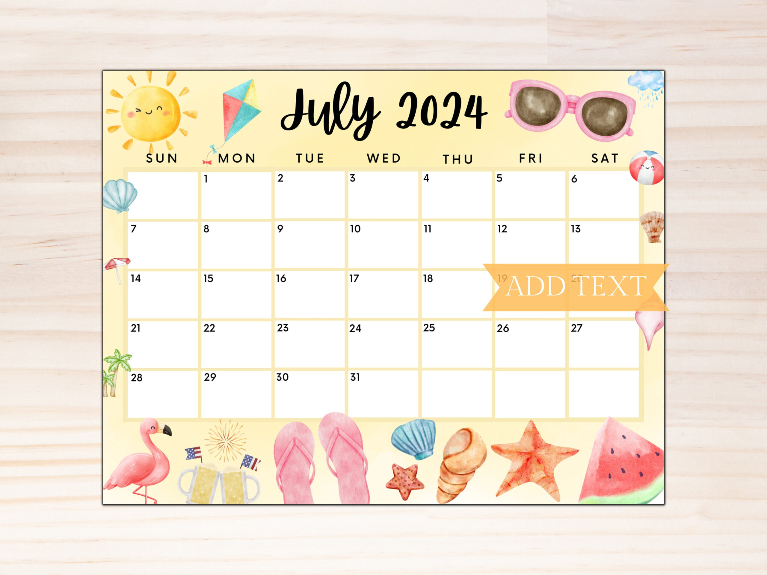 Bearbeitbarer Kalender Juli 2024, Druckbarer Juli-Planer with regard to Cute July 2024 Calendar