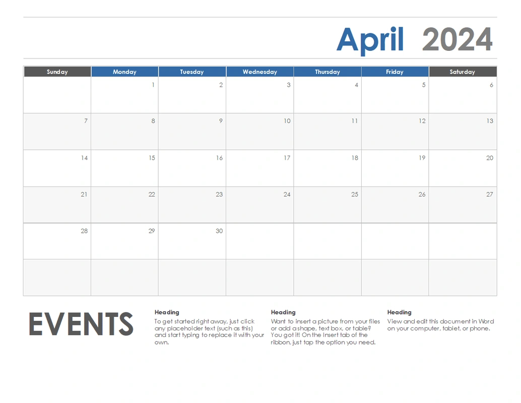 Blank Calendar Templates | Microsoft Create with regard to Free Printable Calendar 2024 Microsoft Word