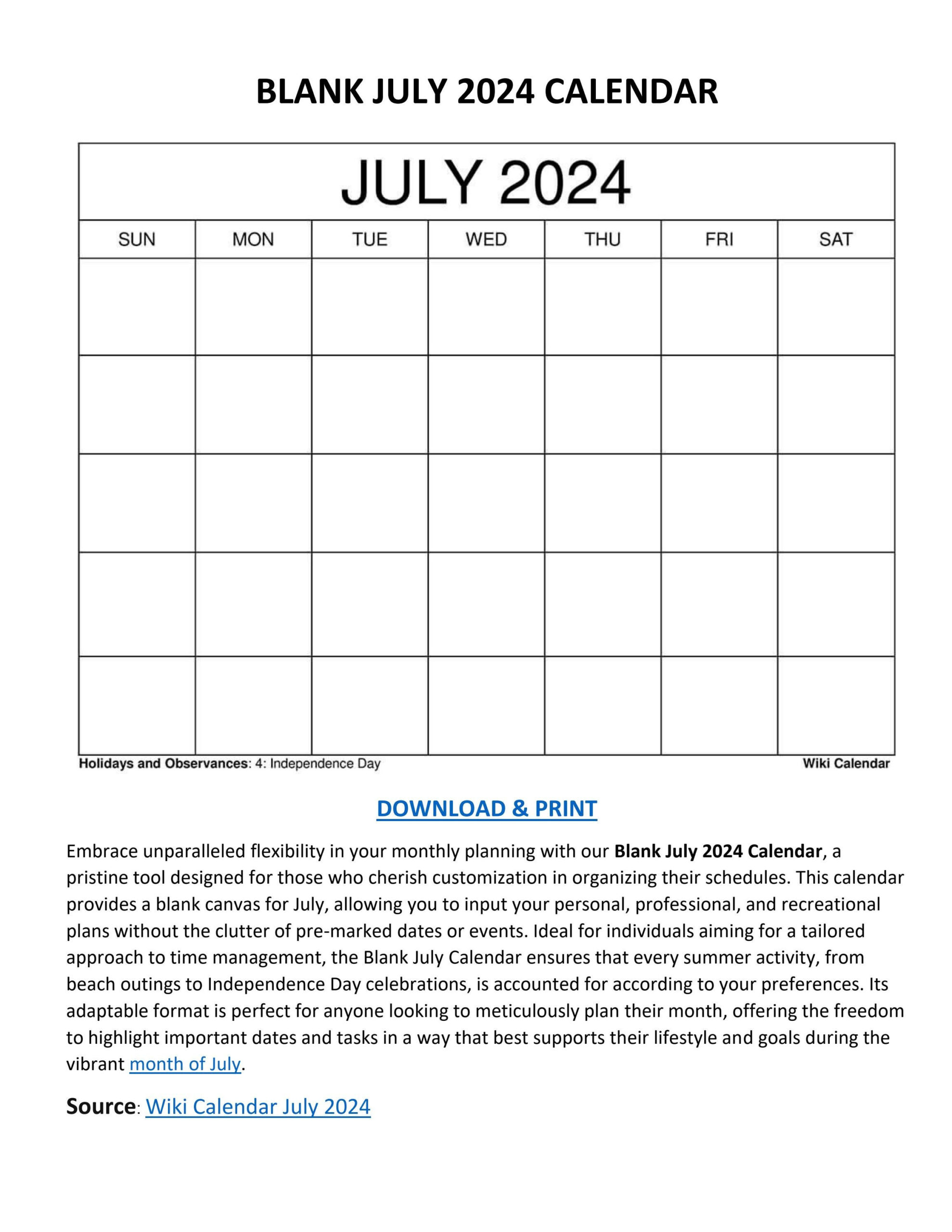 Blank July 2024 Calendar - Wiki Calendarwiki Calendar - Issuu inside July 2024 Calendar Wiki
