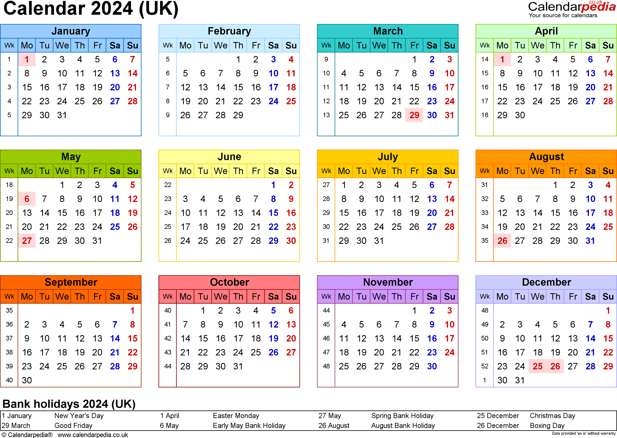 Calendar 2024 (Uk) - Free Printable Pdf Templates throughout Free Printable Calendar 2024 Uk