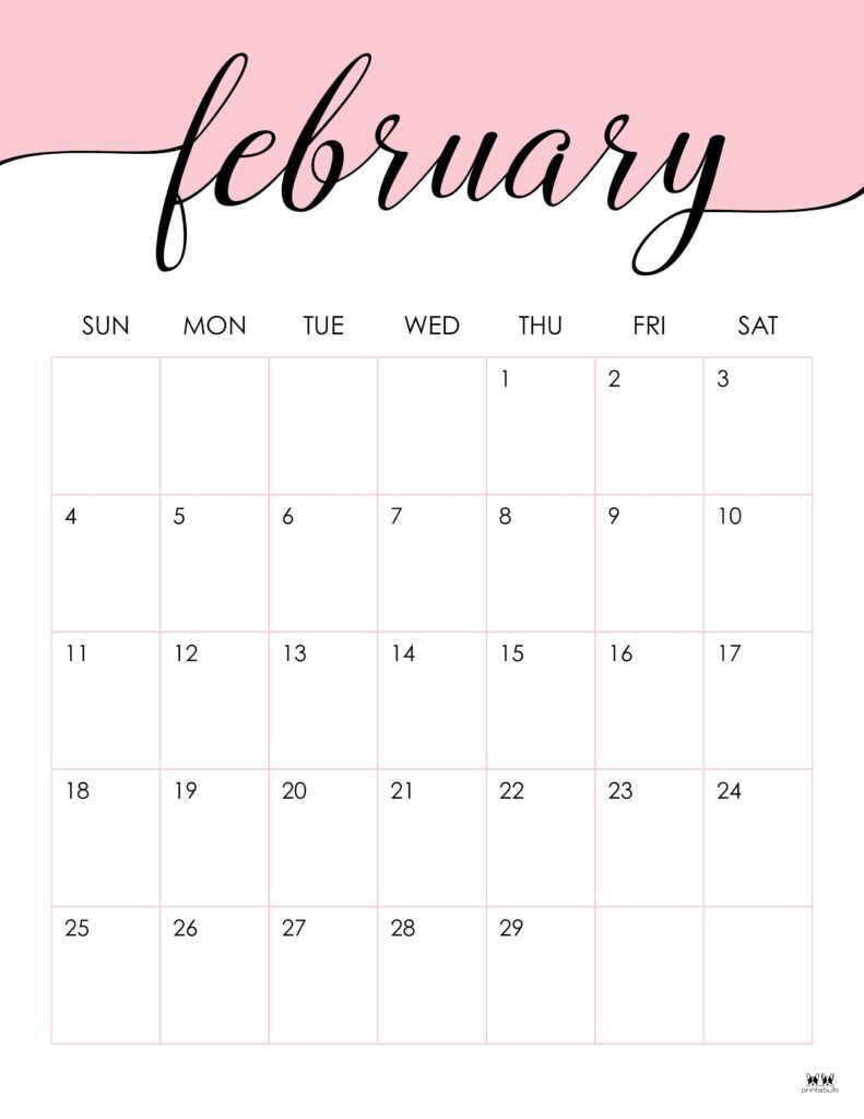 February 2024 Calendars - 50 Free Printables | Printabulls for Free Printable Calendar 2024 February Vertical