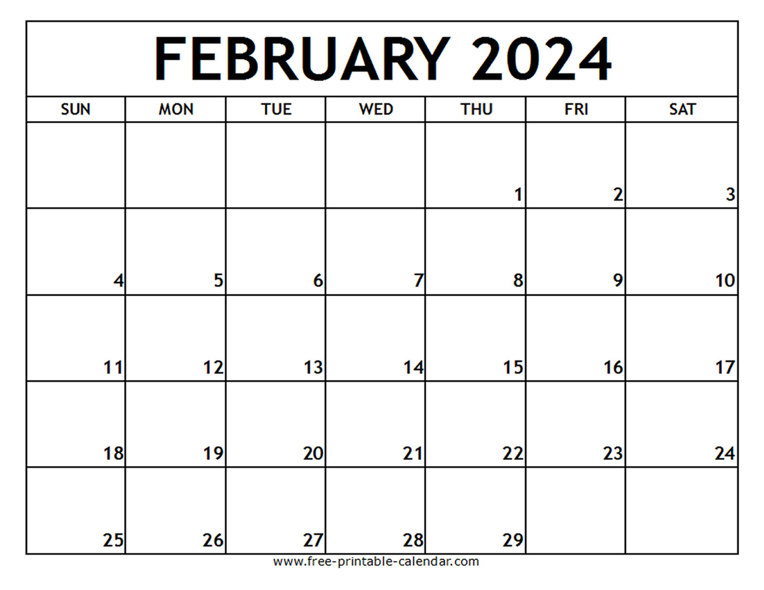 February 2024 Printable Calendar - Free-Printable-Calendar regarding Free Printable Calendar 2024 February