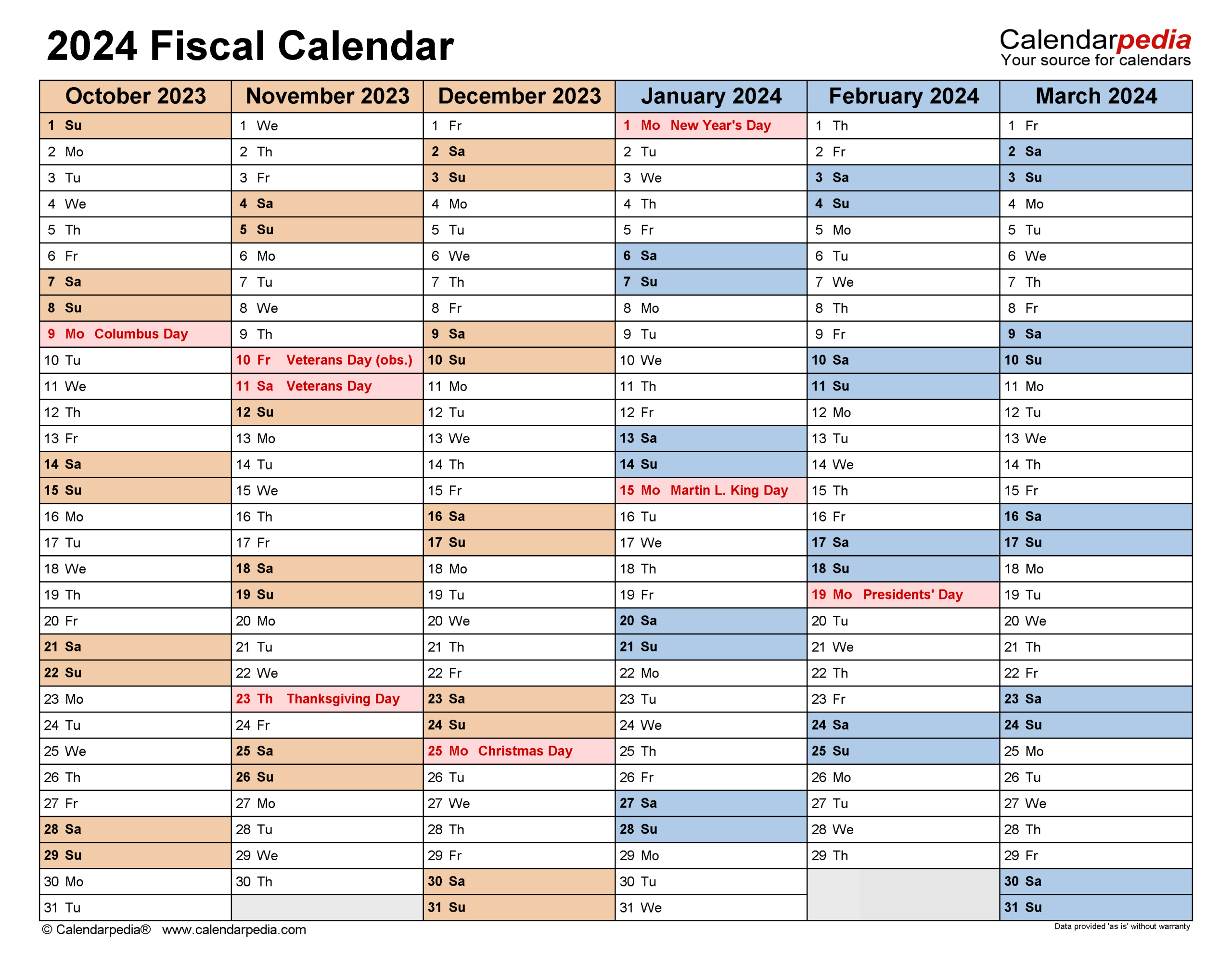 Fiscal Calendars 2024 - Free Printable Pdf Templates for Fiscal Year Calendar Starting in July 2024