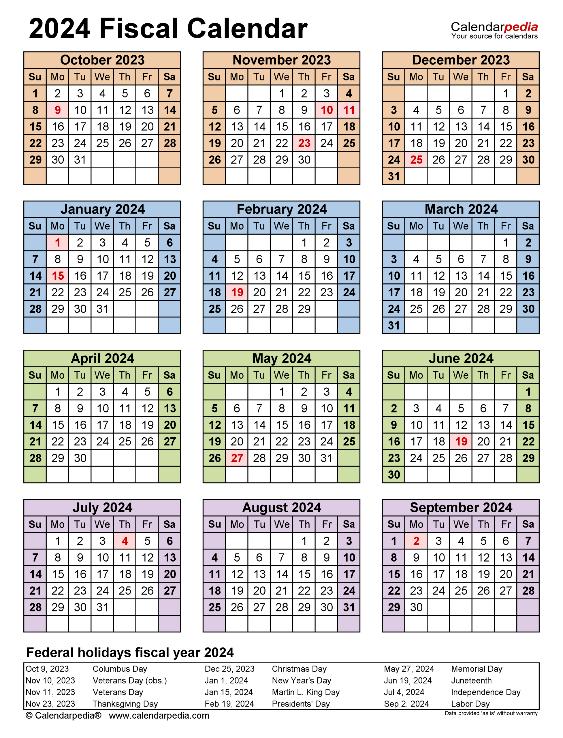 Fiscal Calendars 2024 - Free Printable Pdf Templates with regard to Fiscal Year Calendar Starting in July 2024