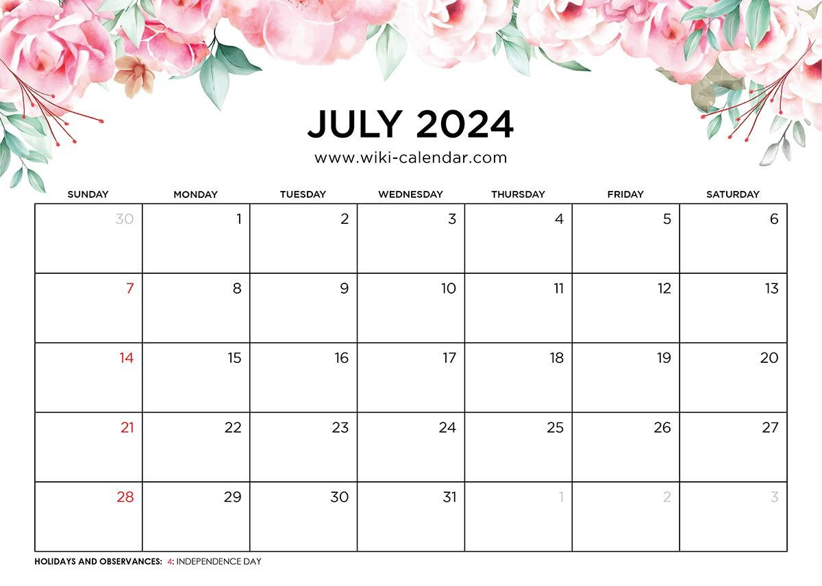 Floral Calendar For July 2024 - Wiki Calendarwiki Calendar - Issuu within Floral July 2024 Calendar