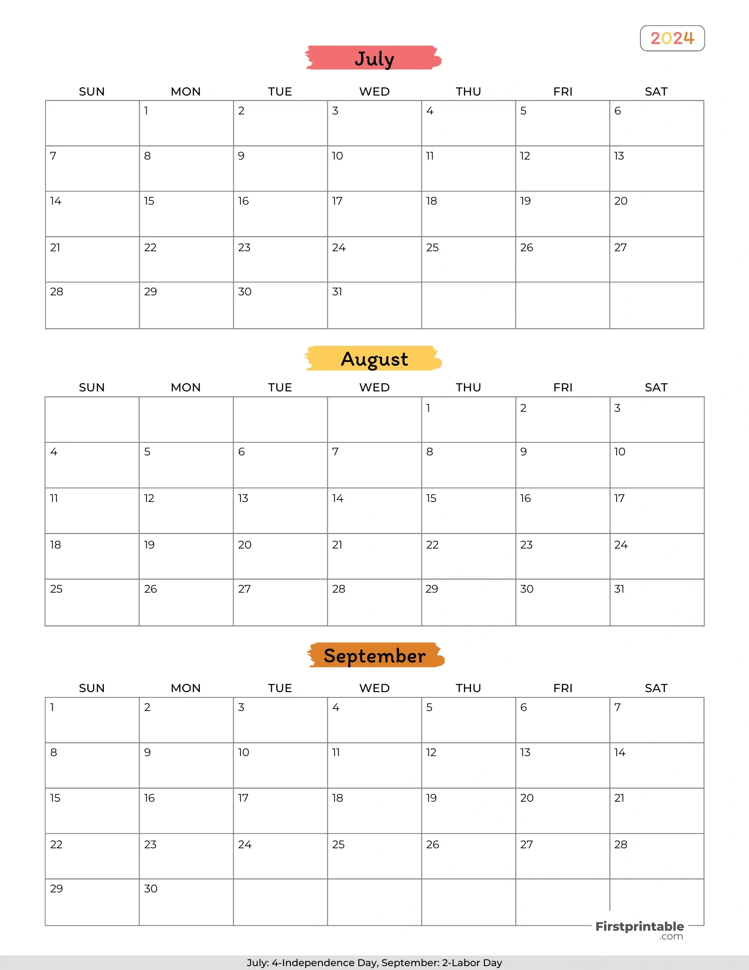 Free 3 Month Calendars 2024 intended for Printable 3 Month Calendar 2024 June July August