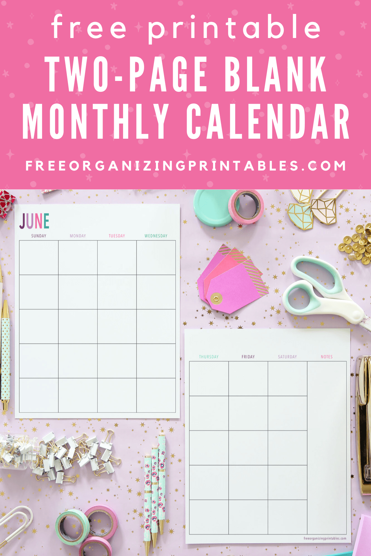 Free Printable 2 Page Blank Monthly Calendar 2024 with Free Printable Calendar 2024 5.5 X 8.5