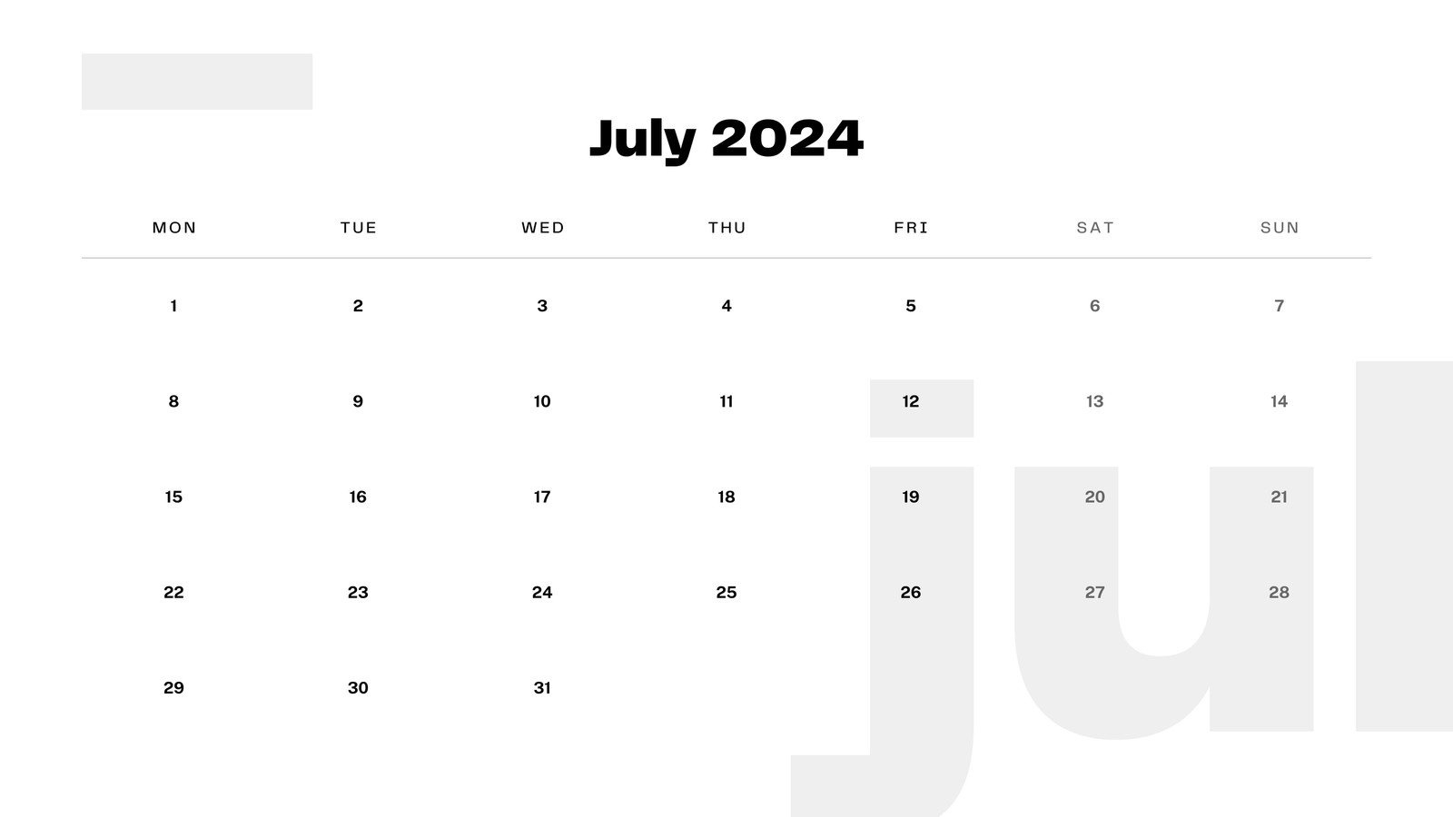 Free Printable, Custom July 2024 Calendar Templates | Canva inside July 2024 Calendar Minimalist