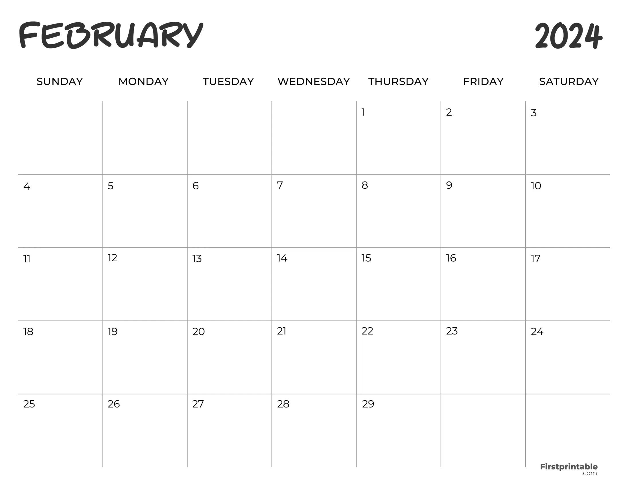 Free Printable &amp;amp; Fillable February Calendar 2024 throughout Free Printable And Fillable Calendar 2024