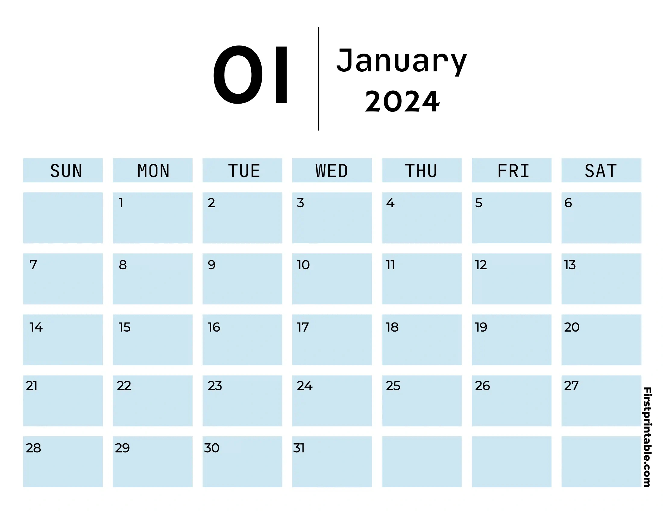 Free Printable &amp;amp; Fillable January Calendar 2024 inside Free Printable And Fillable Calendar 2024