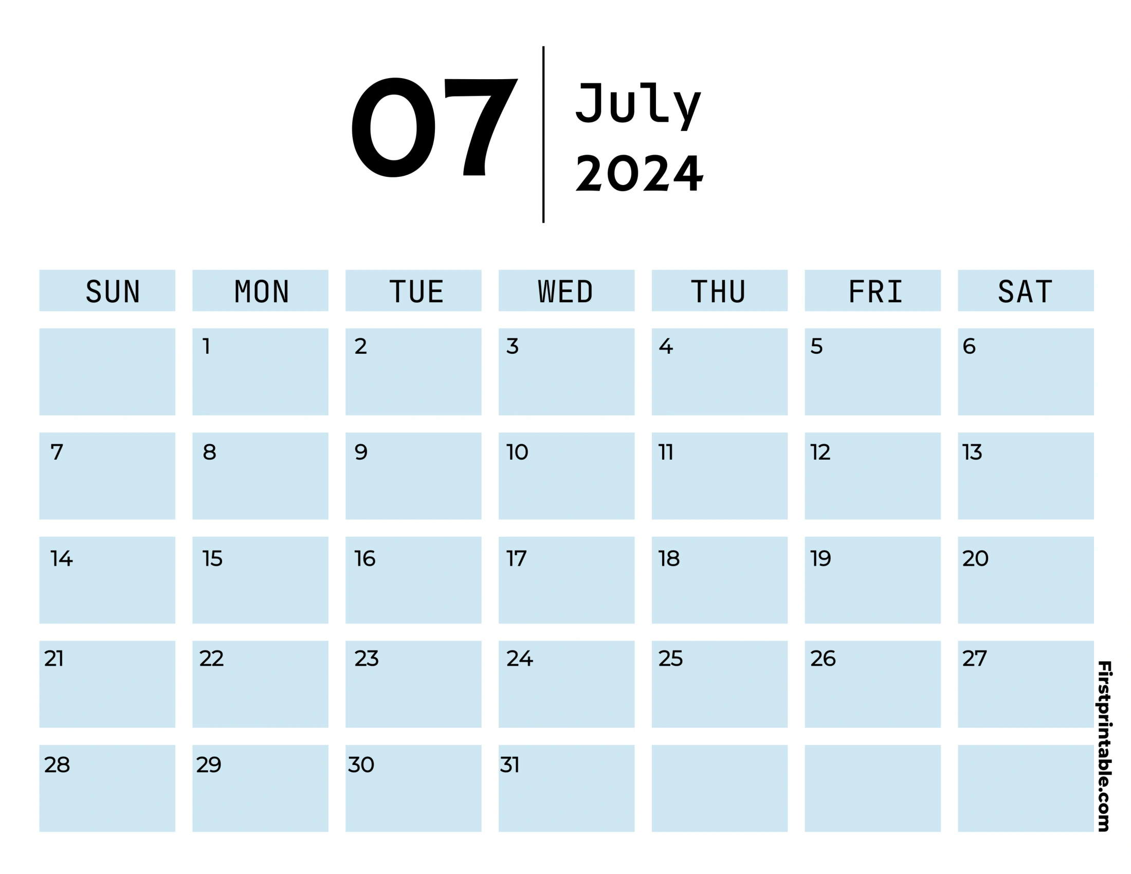 Free Printable &amp;amp; Fillable July Calendar 2024 for July Calendar 2024 Fillable