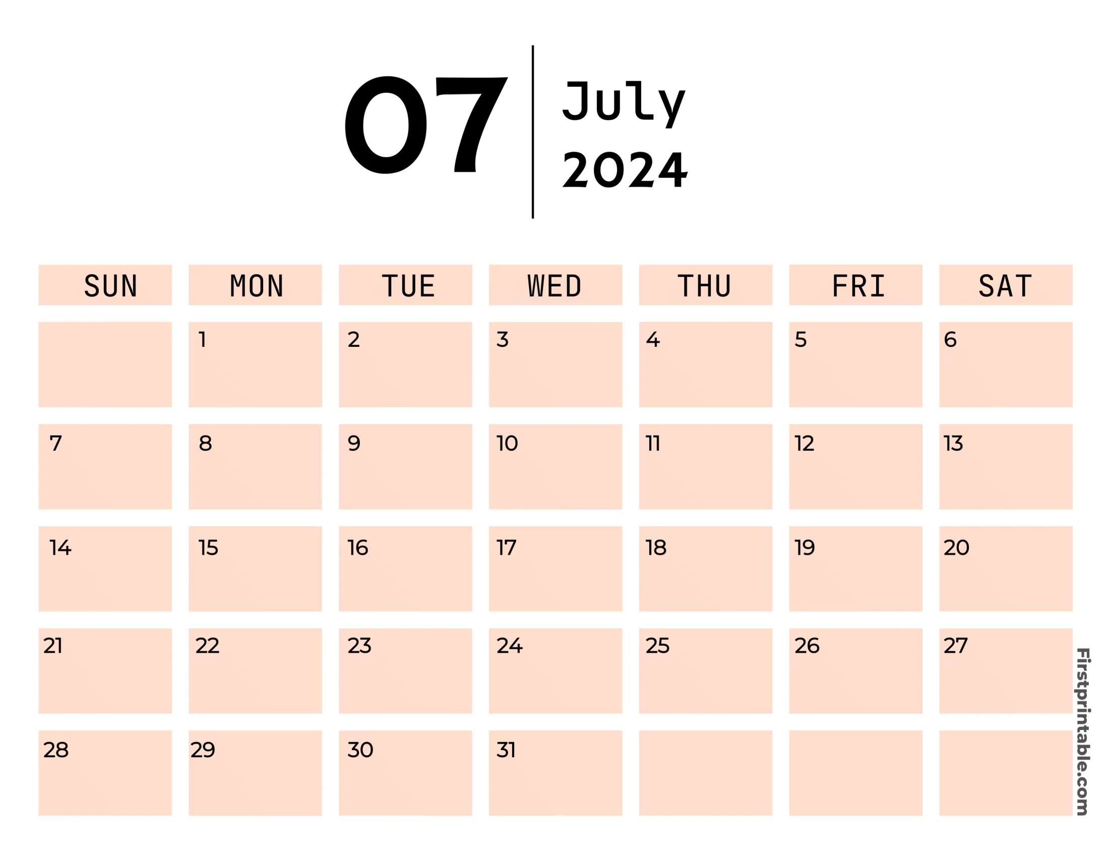 Free Printable &amp;amp; Fillable July Calendar 2024 in Fillable July 2024 Calendar