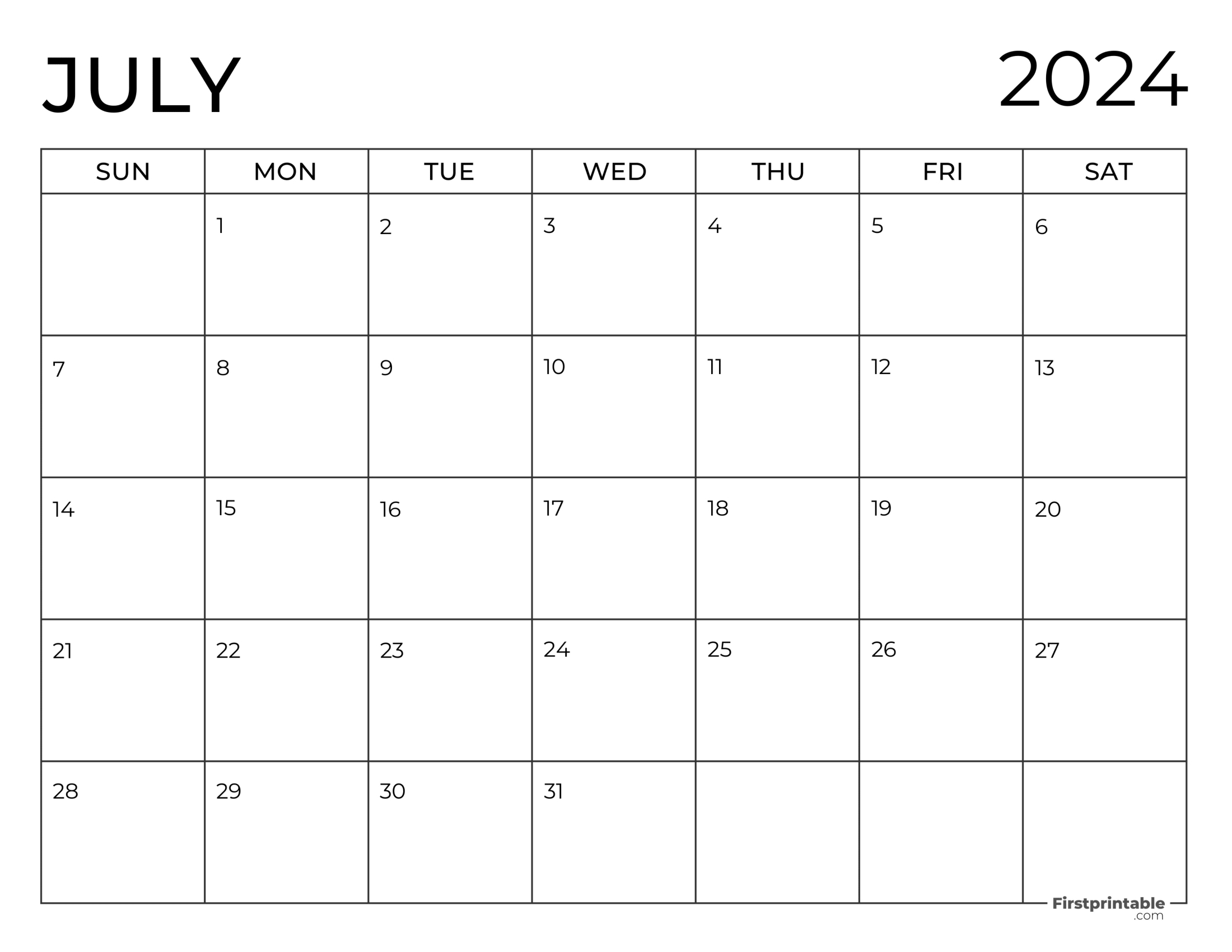 Free Printable &amp;amp; Fillable July Calendar 2024 inside July Calendar 2024 Fillable