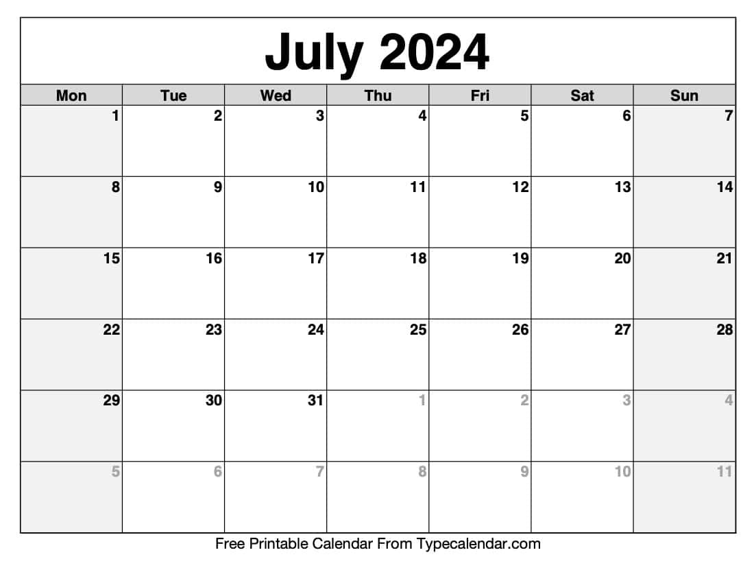Free Printable July 2024 Calendars - Download for Open My Calendar For July 2024