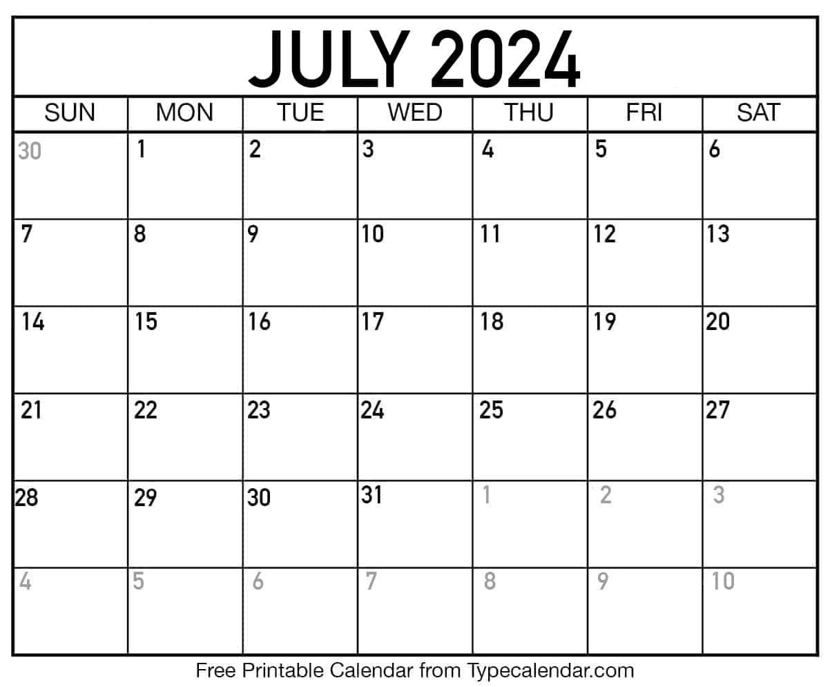 Free Printable July 2024 Calendars - Download within July 2024 Calendar Wiki