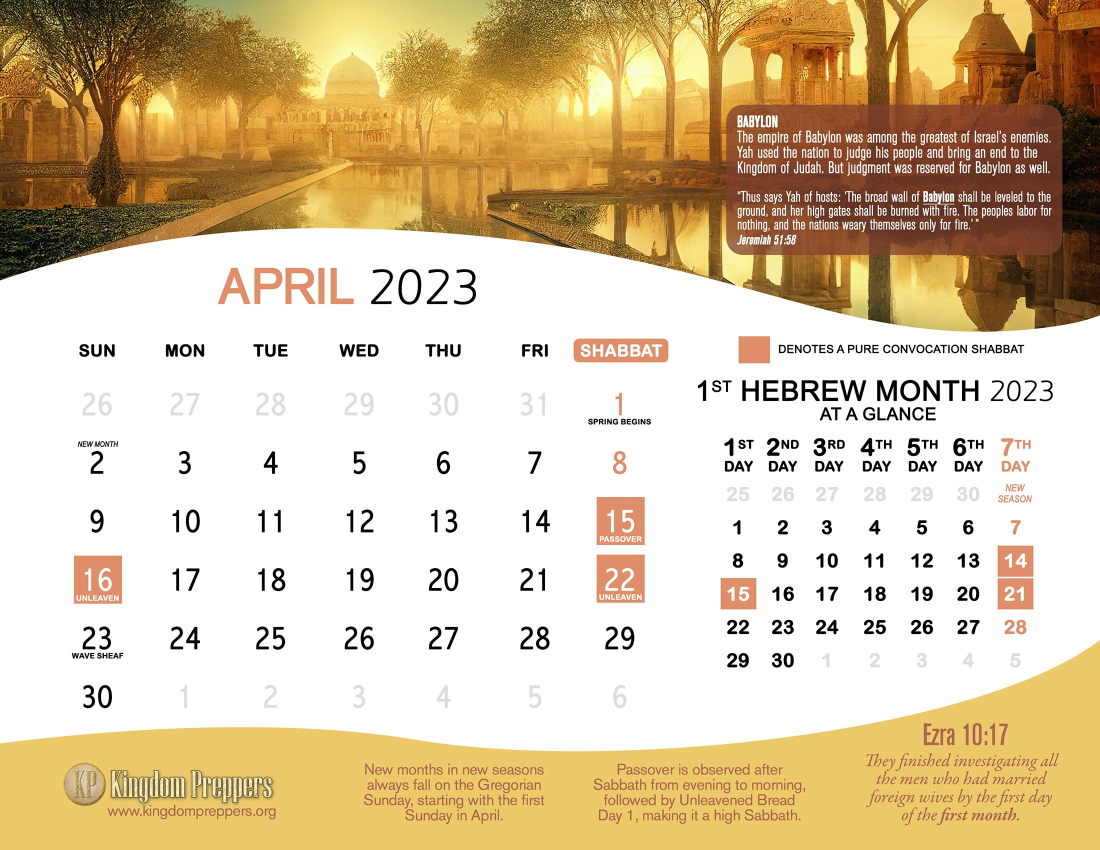 Hebrew Israelite Calendar (2023-2024) — Kingdom Preppers intended for Hebrew Calendar July 2024