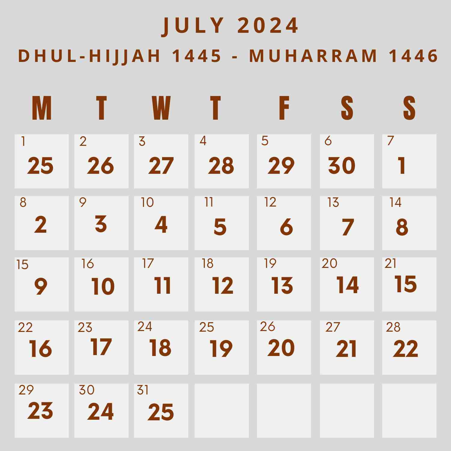 Islamic Calendar 2024 - Khwajadarbar throughout Muslim Calendar July 2024