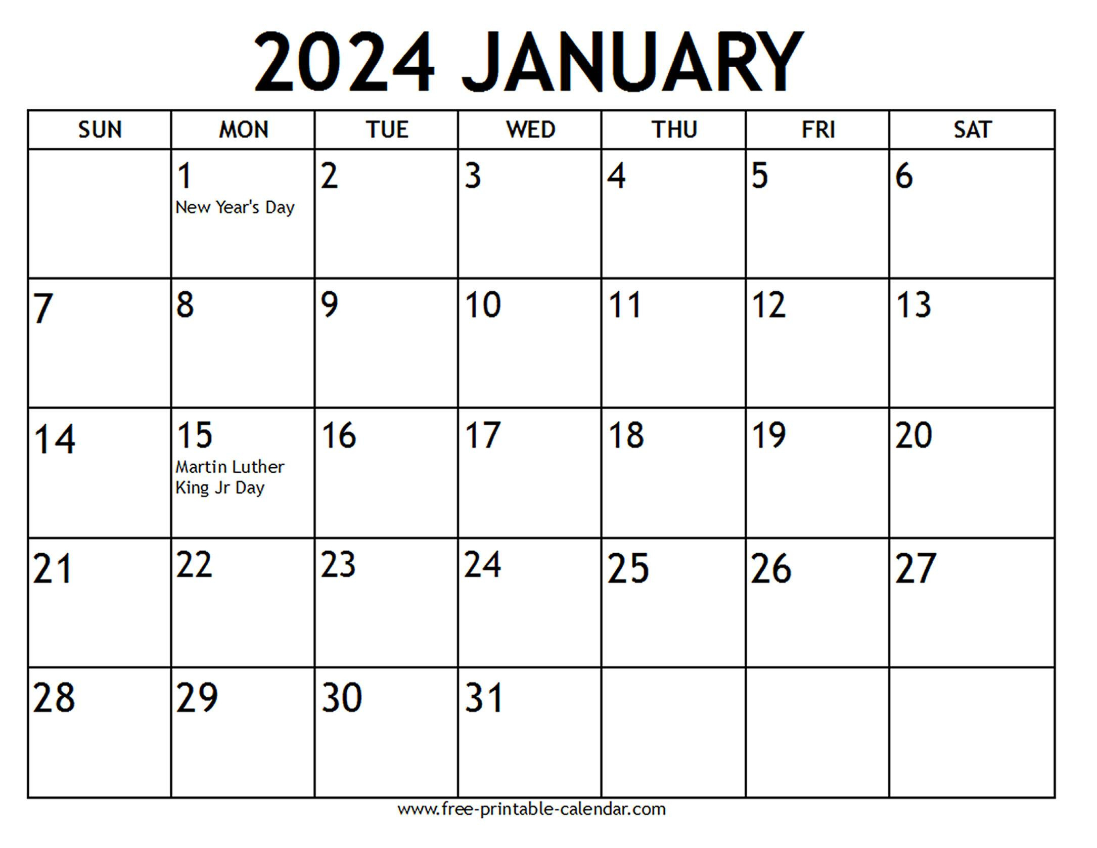 January 2024 Calendar Us Holidays - Free-Printable-Calendar inside Free Printable Calendar 2024 By Month With Us Holidays