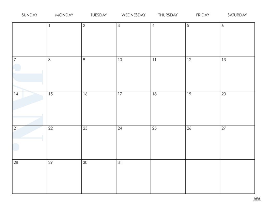 January 2024 Calendars - 50 Free Printables | Printabulls in Free Printable Calendar 2024 Large