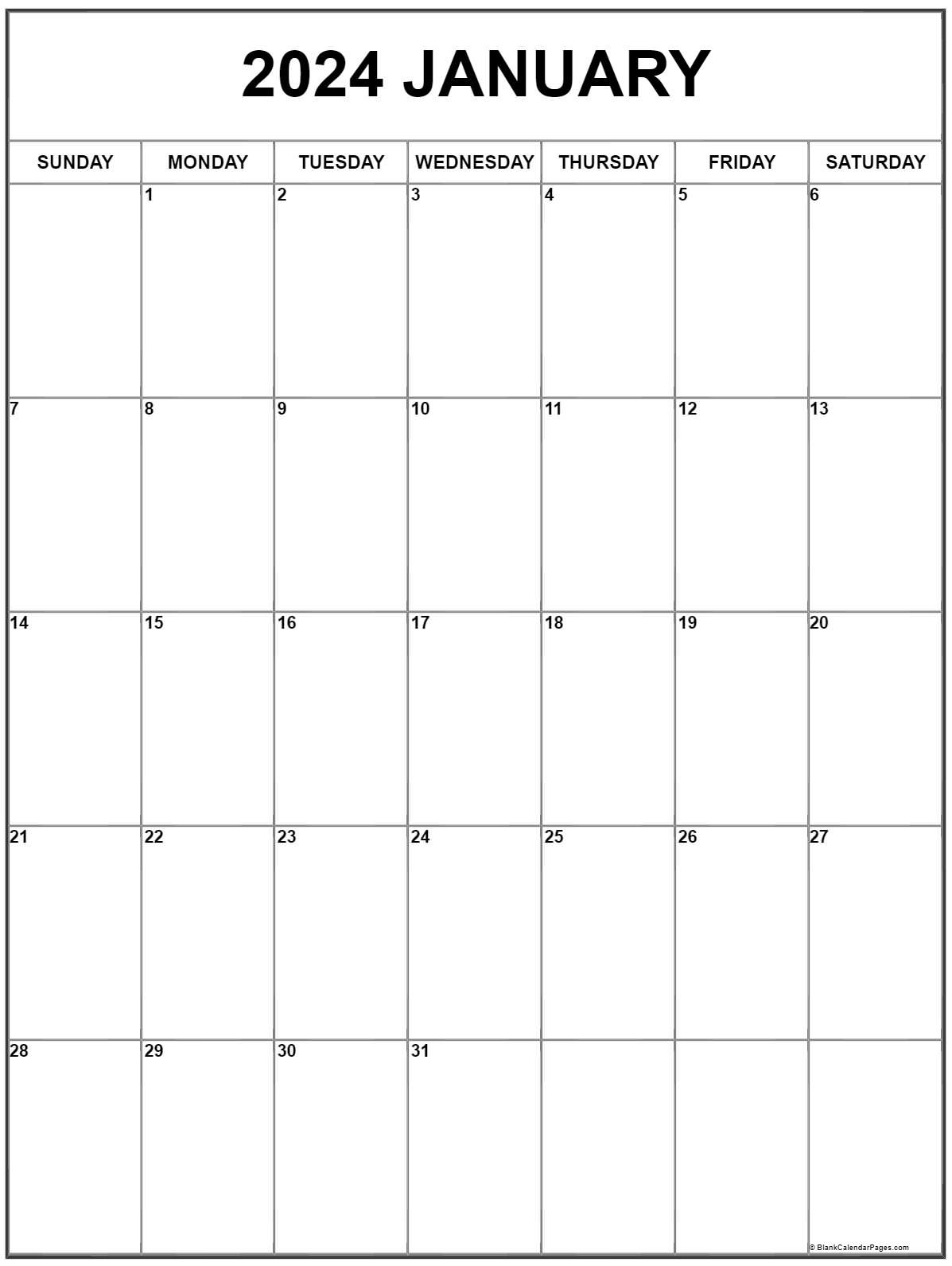 January 2024 Vertical Calendar | Portrait pertaining to Free Printable Calendar 2024 January Vertical