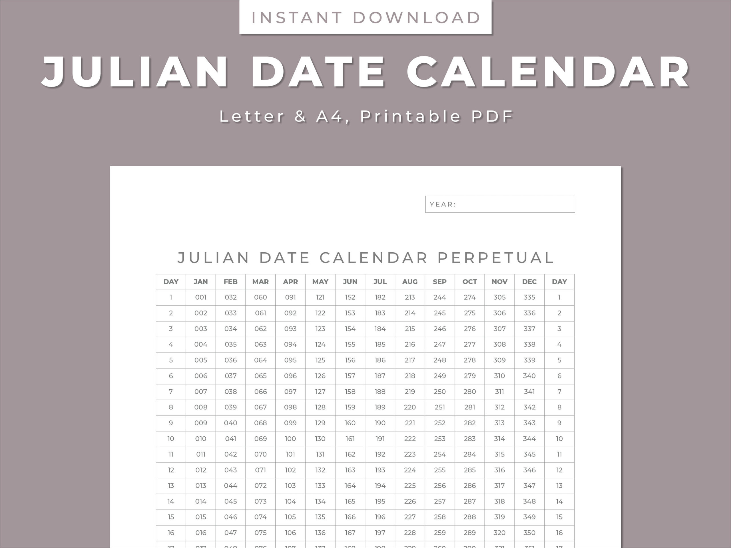 Julian Date Calendar, Project Management, Perpetual/Leap Yr within Julian Date Calendar 2024 Printable