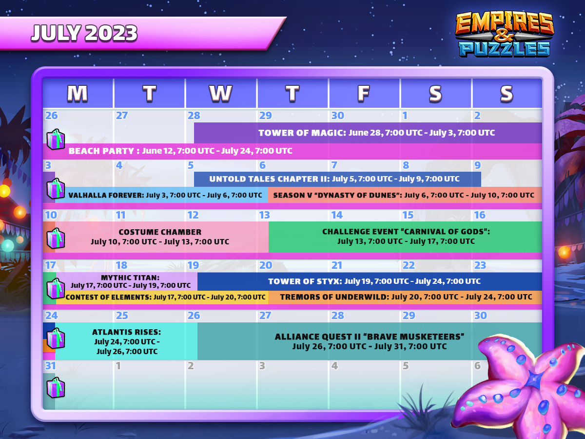 July 2023 Calendar Of Events | Empires &amp;amp; Puzzles in July 2024 Calendar Empires and Puzzles