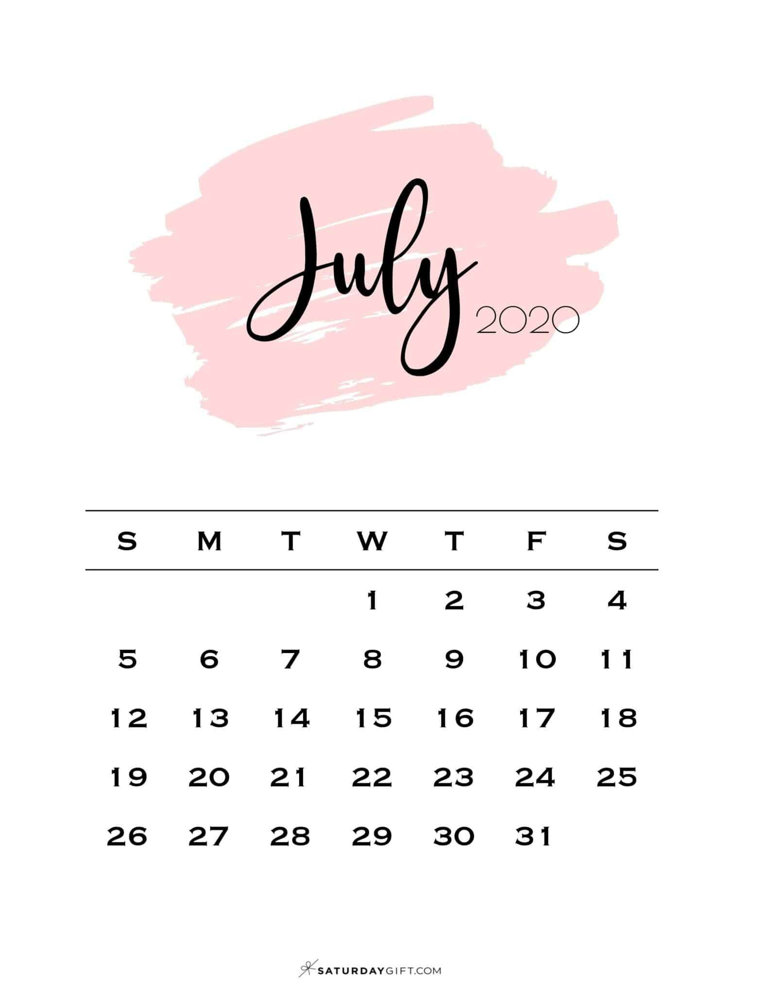 July 2024 Calendar - 20 Cute &amp;amp; Free Printables | Saturdaygift intended for Calendar Emoji July 21 2024