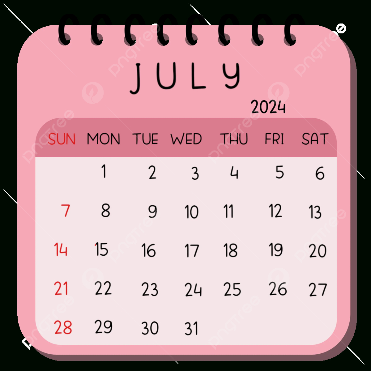 July 2024 Calendar, Calendar 2024, Calendar Year 2024, Monthly with regard to July 2024 Calendar Clipart