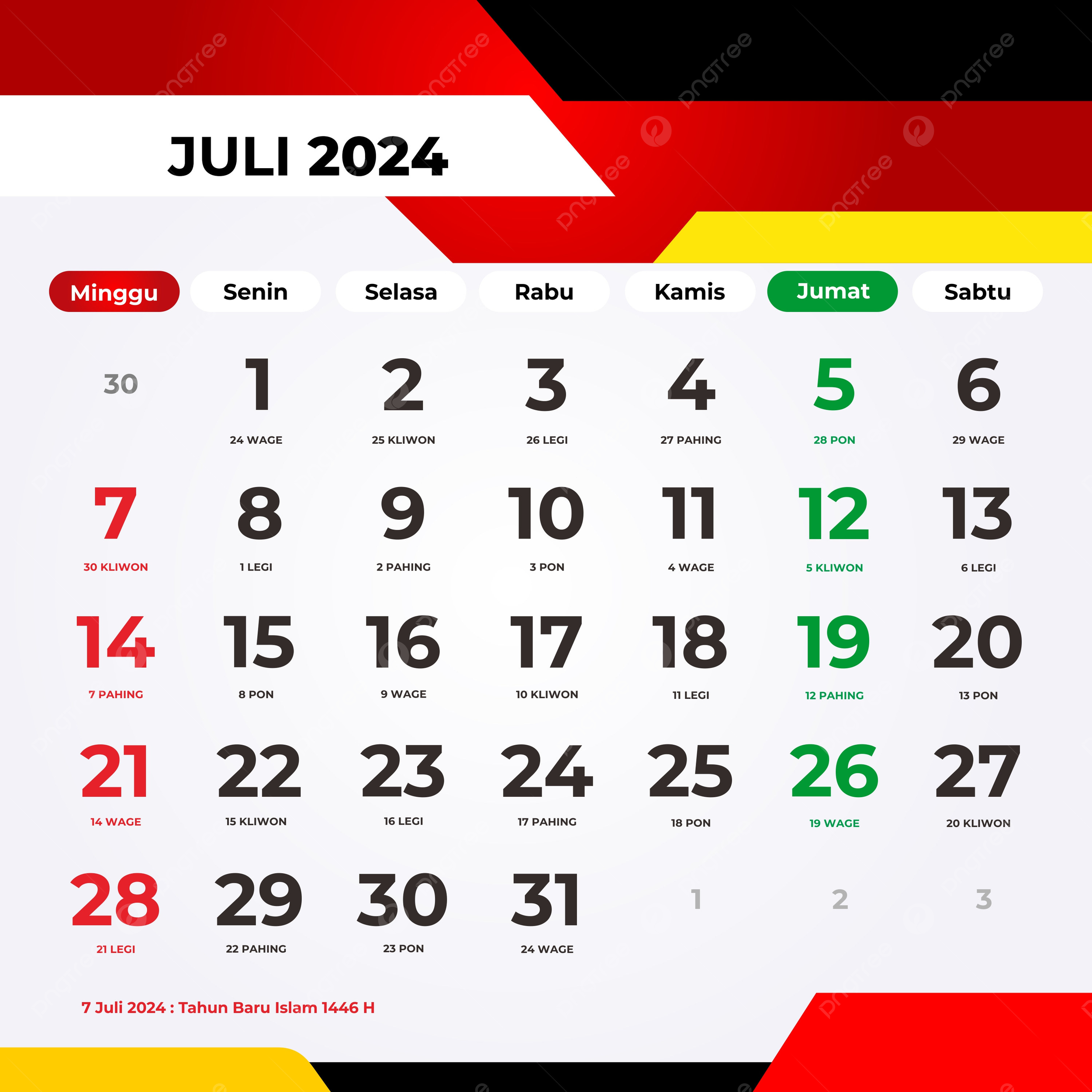 July 2024 Calendar Complete With Red Dates And National Holidays regarding National Calendar For July 2024