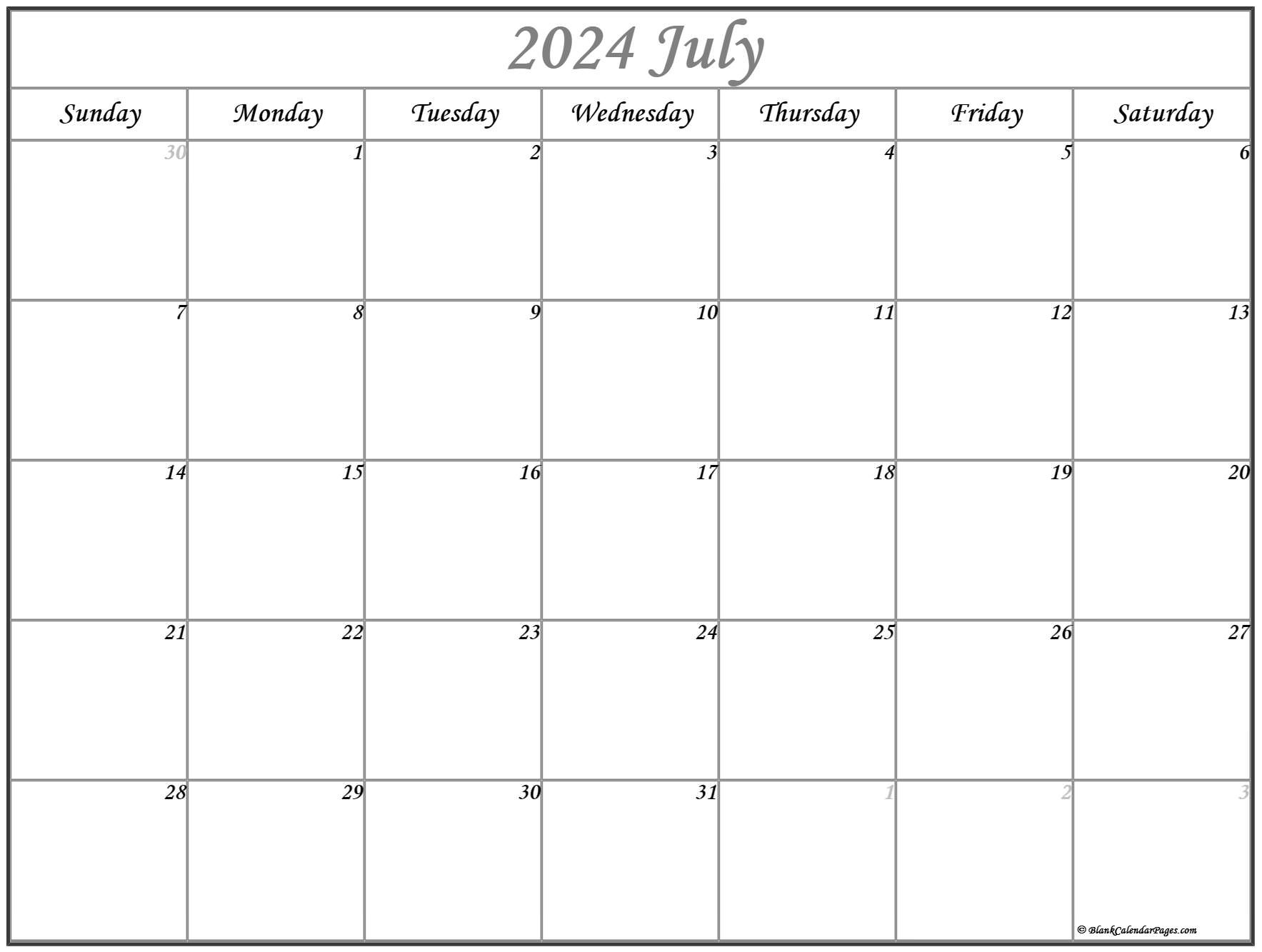 July 2024 Calendar | Free Printable Calendar throughout Earning Calendar July 2024