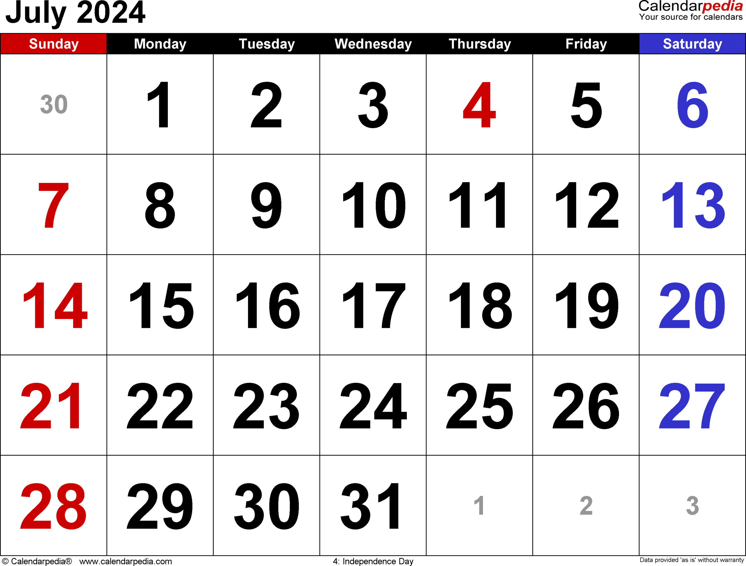 July 2024 Calendar | Templates For Word, Excel And Pdf intended for July 2024 Calendar Days