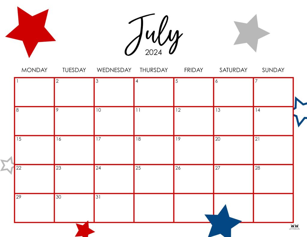 July 2024 Calendars - 50 Free Printables | Printabulls within 29 July 2024 Calendar Printable
