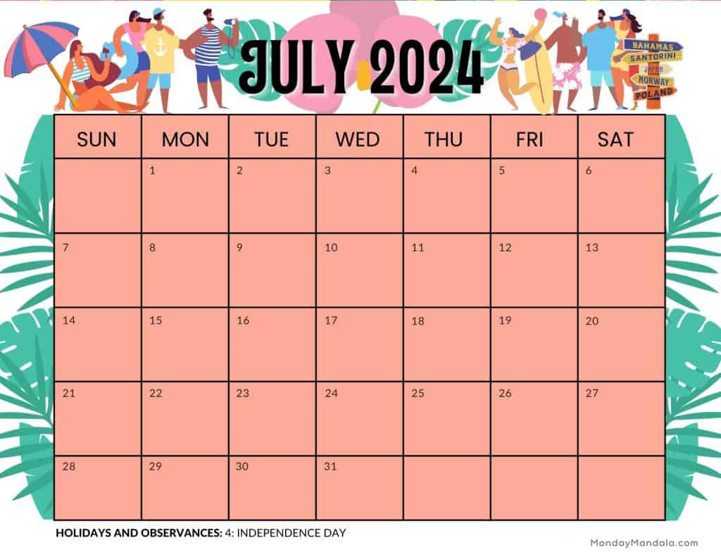 July 2024 Calendars (52 Free Pdf Printables) inside July 2024 Calendar Summer