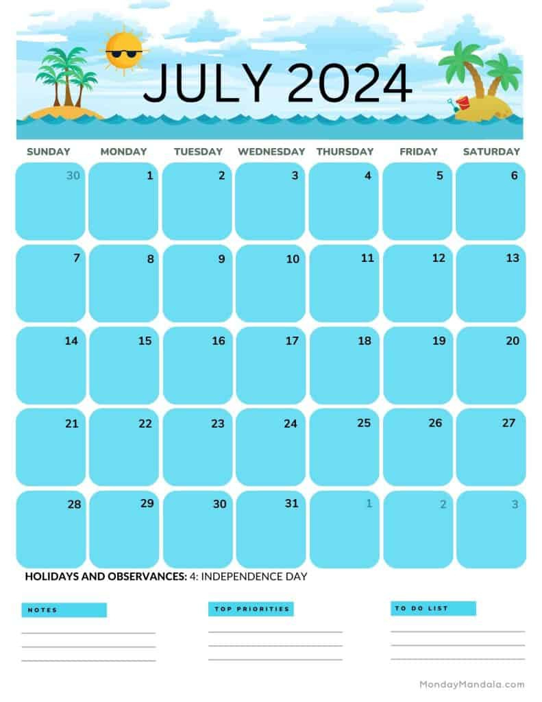 July 2024 Calendars (52 Free Pdf Printables) with regard to July Calendar 2024 Vertical