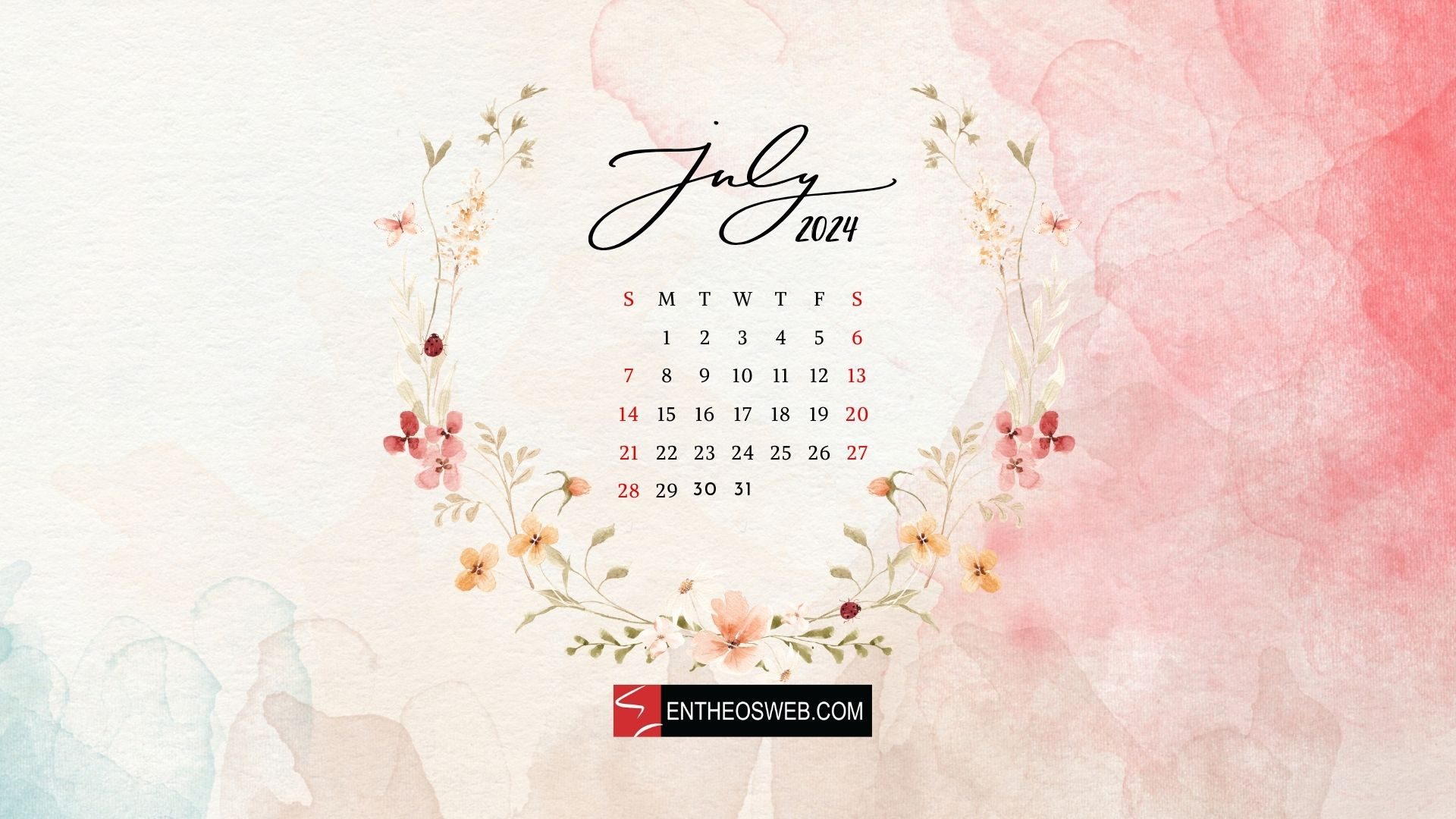 July 2024 Desktop Wallpaper Calendar | Entheosweb in July 2024 Calendar Background