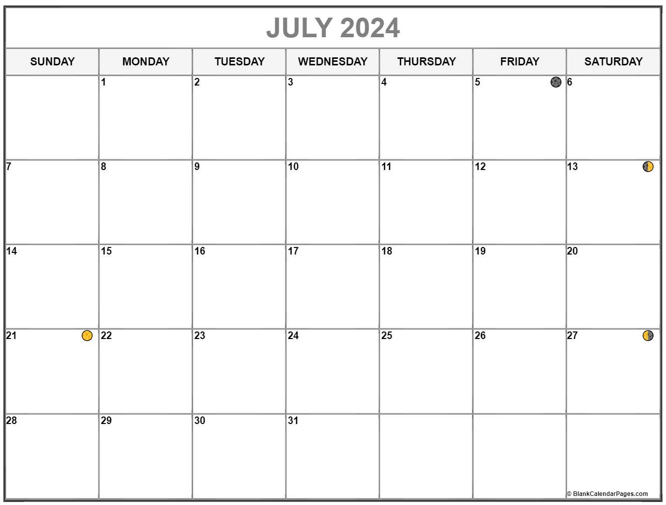 July 2024 Lunar Calendar | Moon Phase Calendar regarding Moon July 2024 Calendar
